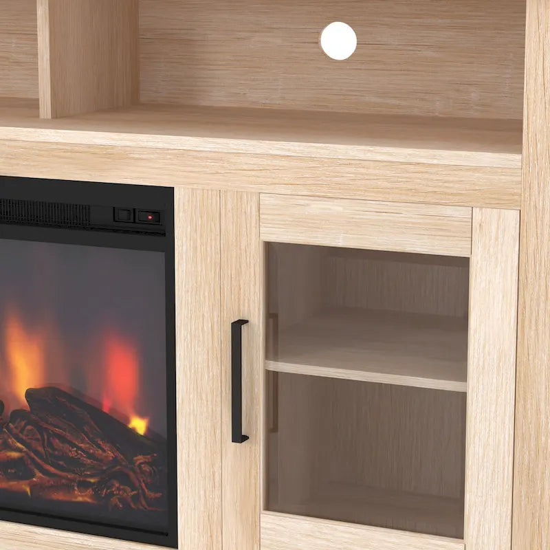 Mobile TV con caminetto elettrico Highboy a 2 ante da 58 pollici con contenitore