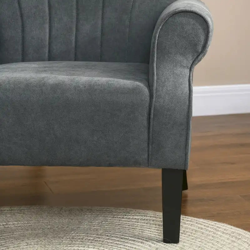 Poltrona Imbottita con Schienale Alto Grigio Scuro, Poltrona Moderna da 80 cm con Gambe in Legno Massello