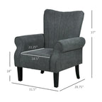 Poltrona Imbottita con Schienale Alto Grigio Scuro, Poltrona Moderna da 80 cm con Gambe in Legno Massello