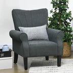 Poltrona Imbottita con Schienale Alto Grigio Scuro, Poltrona Moderna da 80 cm con Gambe in Legno Massello