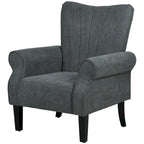 Poltrona Imbottita con Schienale Alto Grigio Scuro, Poltrona Moderna da 80 cm con Gambe in Legno Massello
