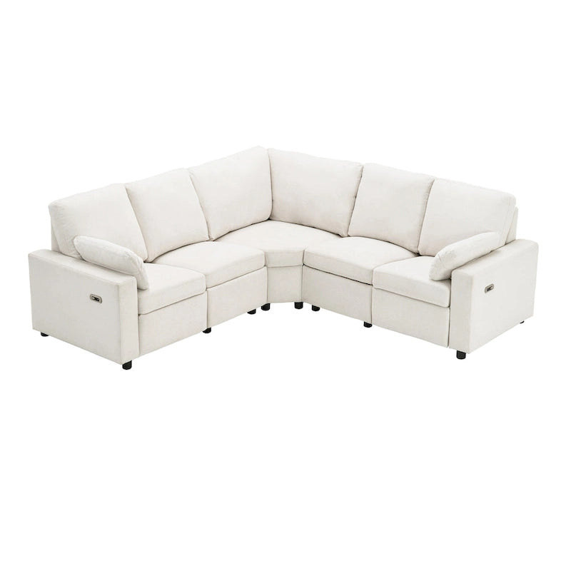 Divano Reclinabile Elettrico da 226 cm – Rivestimento Grigio o Beige, Divano Reclinabile per Salotto