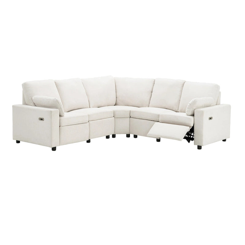 Divano Reclinabile Elettrico da 226 cm – Rivestimento Grigio o Beige, Divano Reclinabile per Salotto
