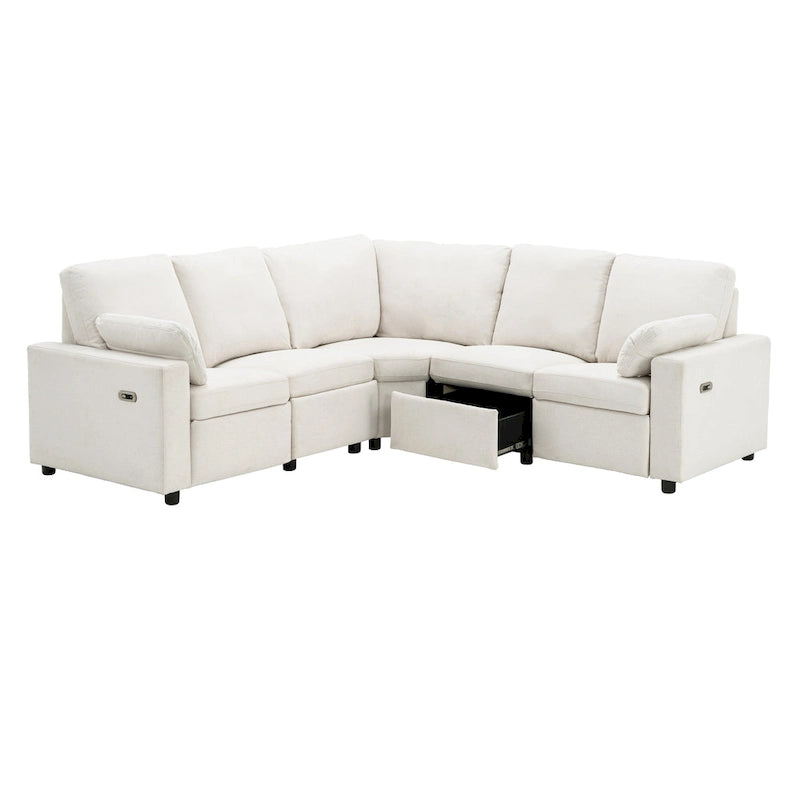 Divano Reclinabile Elettrico da 226 cm – Rivestimento Grigio o Beige, Divano Reclinabile per Salotto