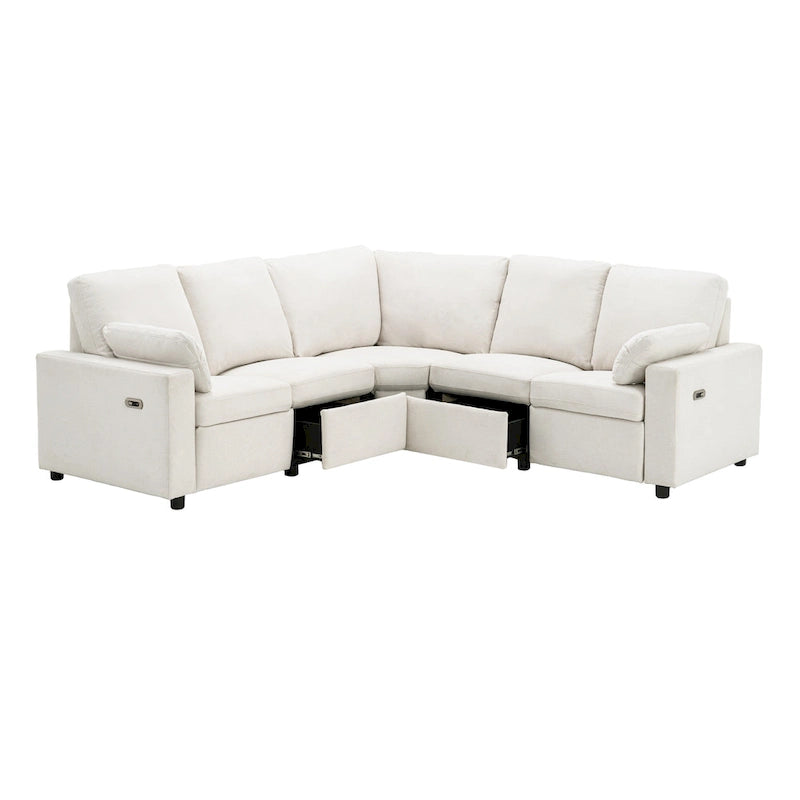 Divano Reclinabile Elettrico da 226 cm – Rivestimento Grigio o Beige, Divano Reclinabile per Salotto
