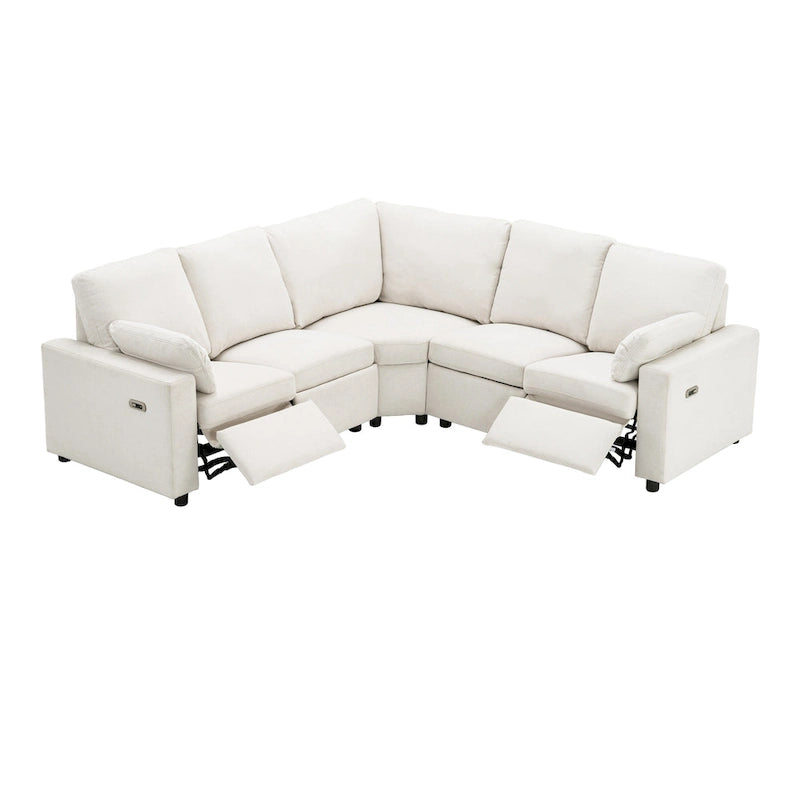Divano Reclinabile Elettrico da 226 cm – Rivestimento Grigio o Beige, Divano Reclinabile per Salotto