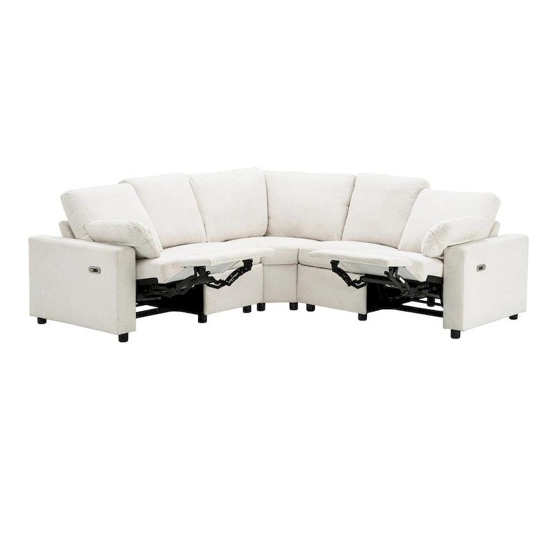 Divano Reclinabile Elettrico da 226 cm – Rivestimento Grigio o Beige, Divano Reclinabile per Salotto