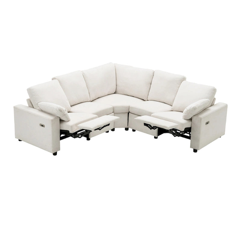 Divano Reclinabile Elettrico da 226 cm – Rivestimento Grigio o Beige, Divano Reclinabile per Salotto