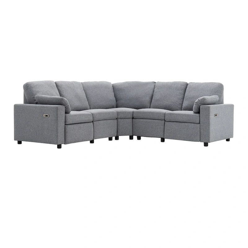 Divano Reclinabile Elettrico da 226 cm – Rivestimento Grigio o Beige, Divano Reclinabile per Salotto