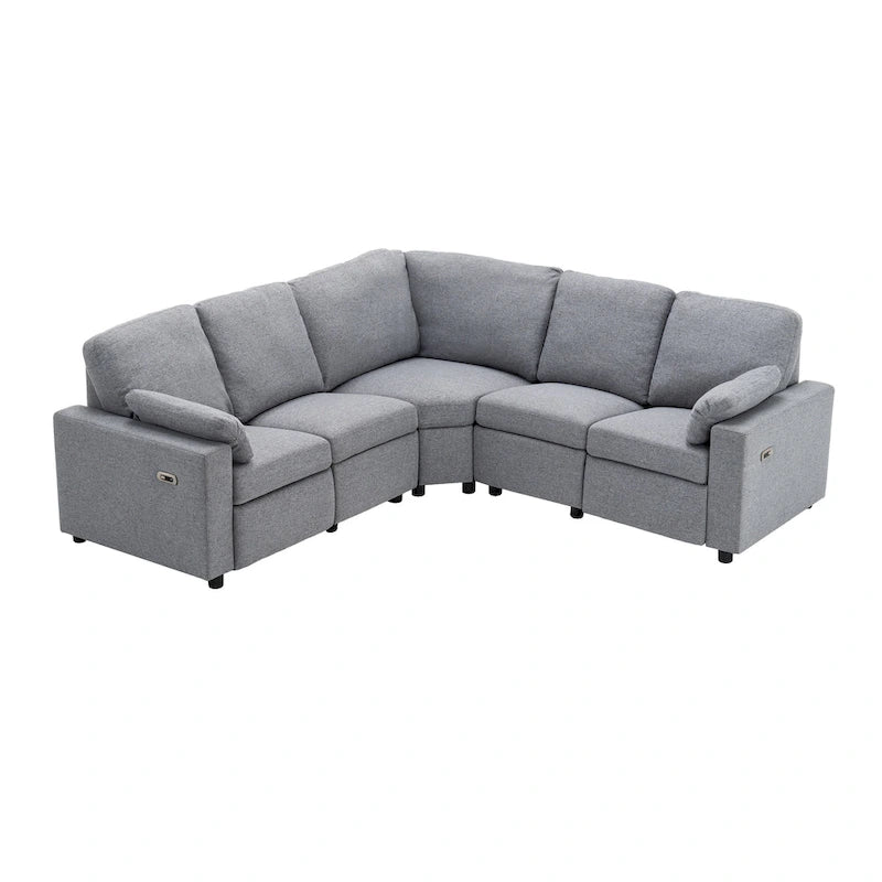 Divano Reclinabile Elettrico da 226 cm – Rivestimento Grigio o Beige, Divano Reclinabile per Salotto