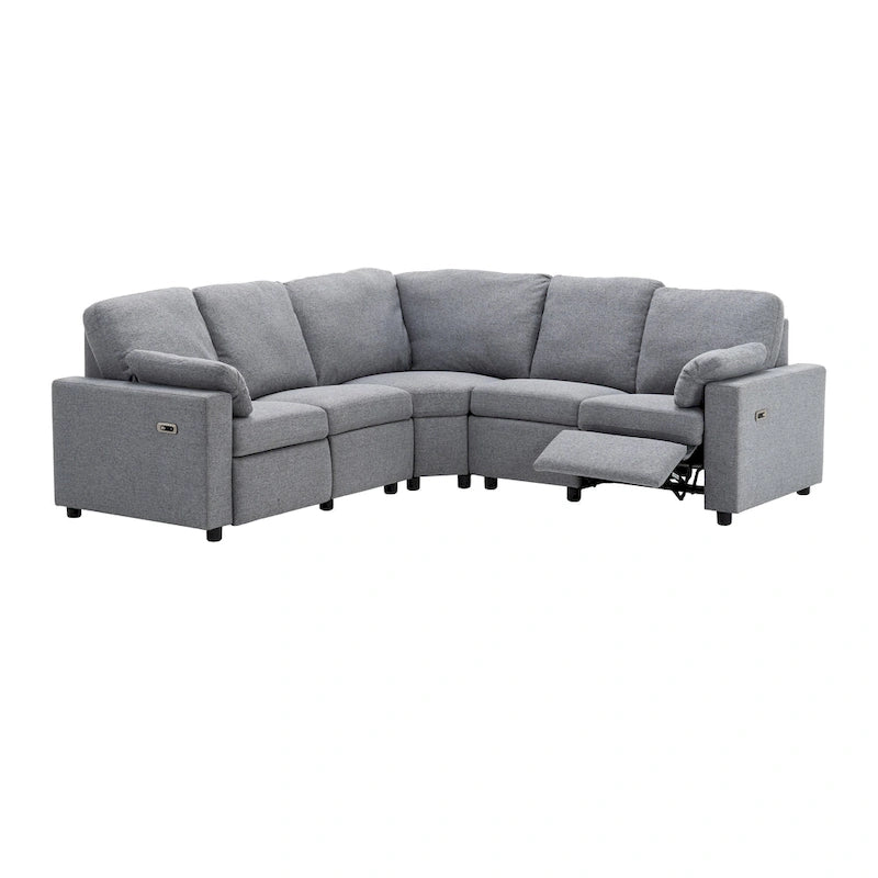 Divano Reclinabile Elettrico da 226 cm – Rivestimento Grigio o Beige, Divano Reclinabile per Salotto