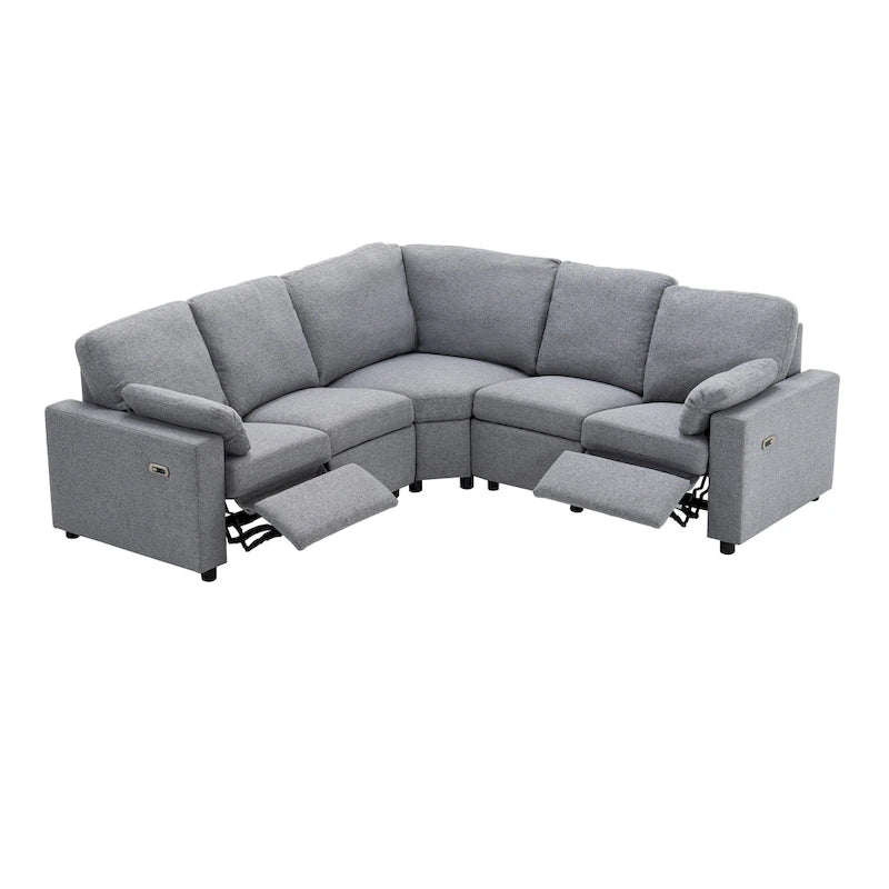 Divano Reclinabile Elettrico da 226 cm – Rivestimento Grigio o Beige, Divano Reclinabile per Salotto