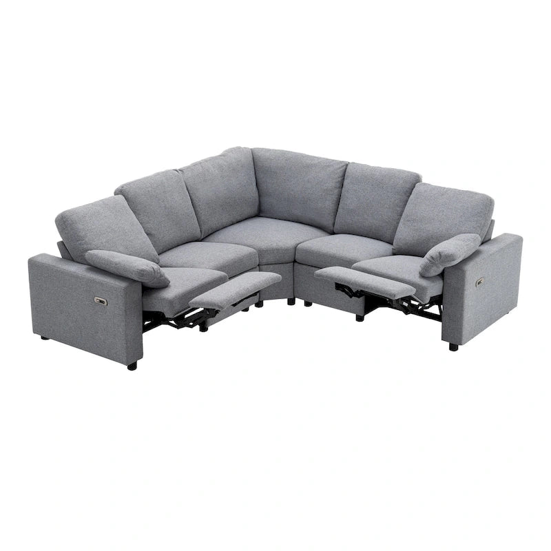 Divano Reclinabile Elettrico da 226 cm – Rivestimento Grigio o Beige, Divano Reclinabile per Salotto