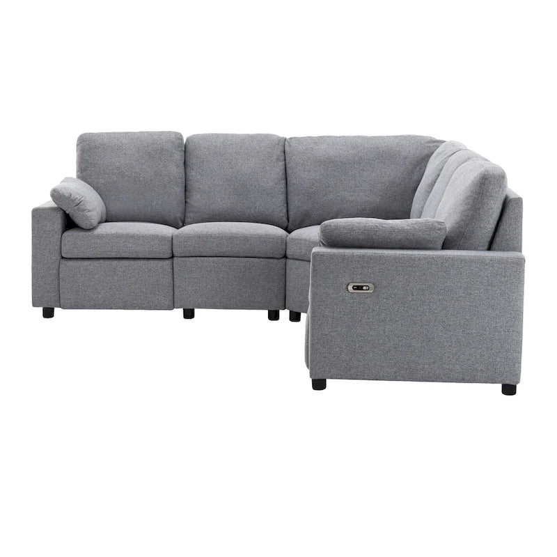 Divano Reclinabile Elettrico da 226 cm – Rivestimento Grigio o Beige, Divano Reclinabile per Salotto