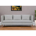 Divano a 3 posti moderno 85" in similpelle grigia con gambe in legno marrone – Divano da salotto