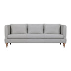 Divano a 3 posti moderno 85" in similpelle grigia con gambe in legno marrone – Divano da salotto