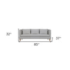 Divano a 3 posti moderno 85" in similpelle grigia con gambe in legno marrone – Divano da salotto