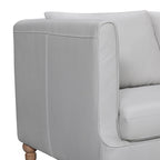 Divano a 3 posti moderno 85" in similpelle grigia con gambe in legno marrone – Divano da salotto