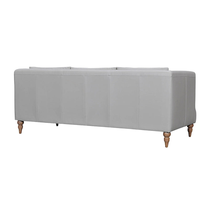 Divano a 3 posti moderno 85" in similpelle grigia con gambe in legno marrone – Divano da salotto