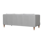 Divano a 3 posti moderno 85" in similpelle grigia con gambe in legno marrone – Divano da salotto