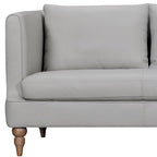 Divano a 3 posti moderno 85" in similpelle grigia con gambe in legno marrone – Divano da salotto