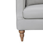 Divano a 3 posti moderno 85" in similpelle grigia con gambe in legno marrone – Divano da salotto