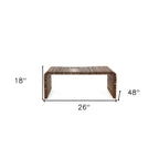 Tavolino da caffè a strisce in legno massello marrone da 26" – Tavolino centrale rustico da salotto