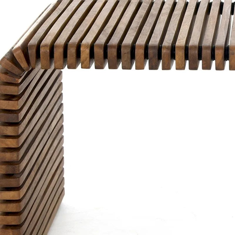 Tavolino da caffè a strisce in legno massello marrone da 26" – Tavolino centrale rustico da salotto