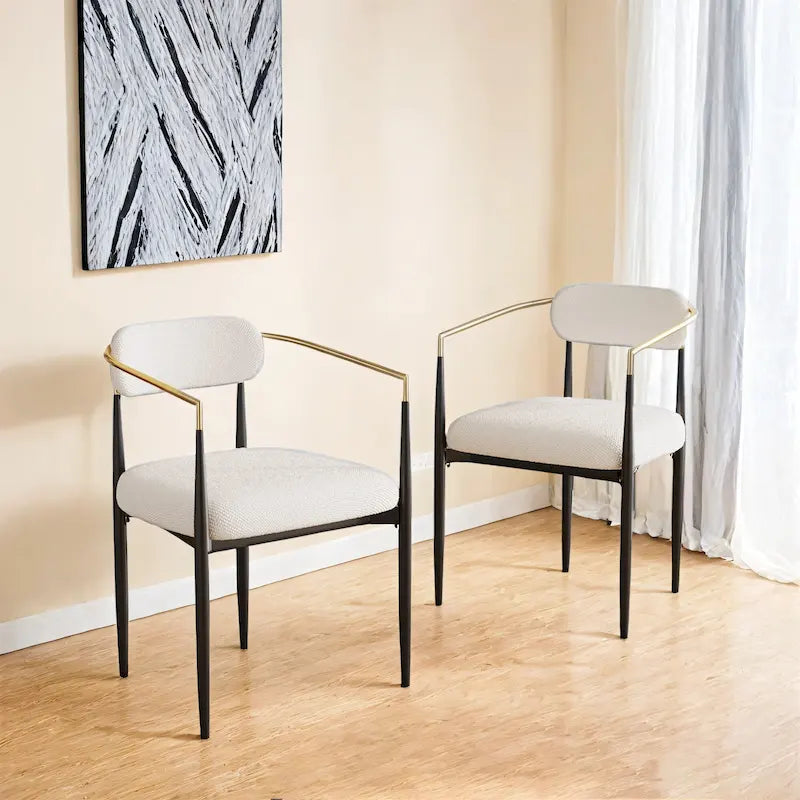 Set di 2 sedie da pranzo moderne medievali, velluto Teddy, gambe in metallo