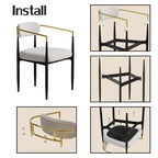 Set di 2 sedie da pranzo moderne medievali, velluto Teddy, gambe in metallo