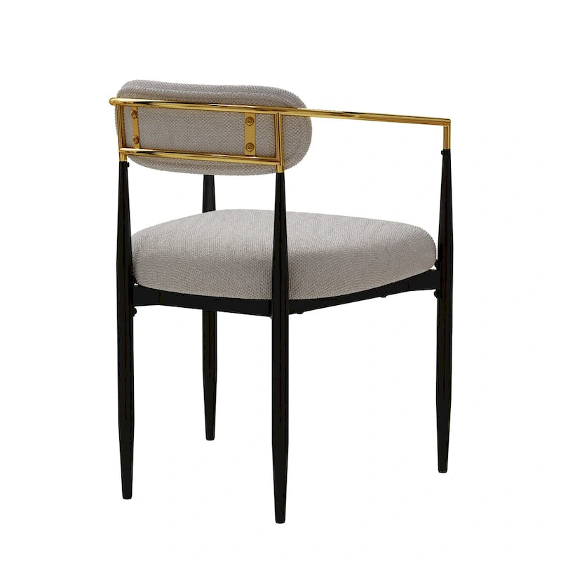 Set di 2 sedie da pranzo moderne medievali, velluto Teddy, gambe in metallo