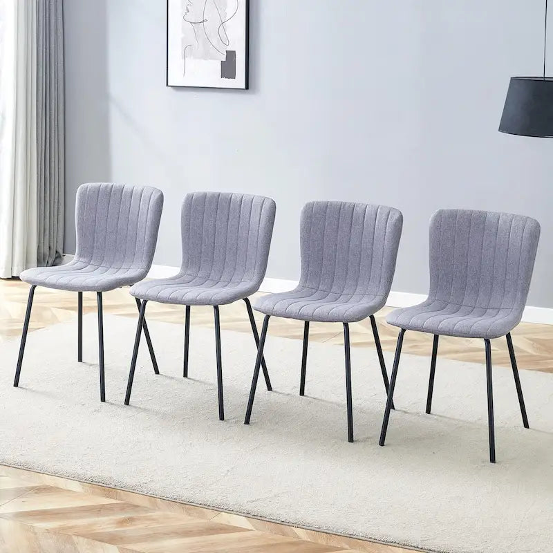 Set di 4 sedie da pranzo classiche, sedia laterale senza braccioli da cucina, sedia decorativa per interni con gambe in metallo per sala da pranzo