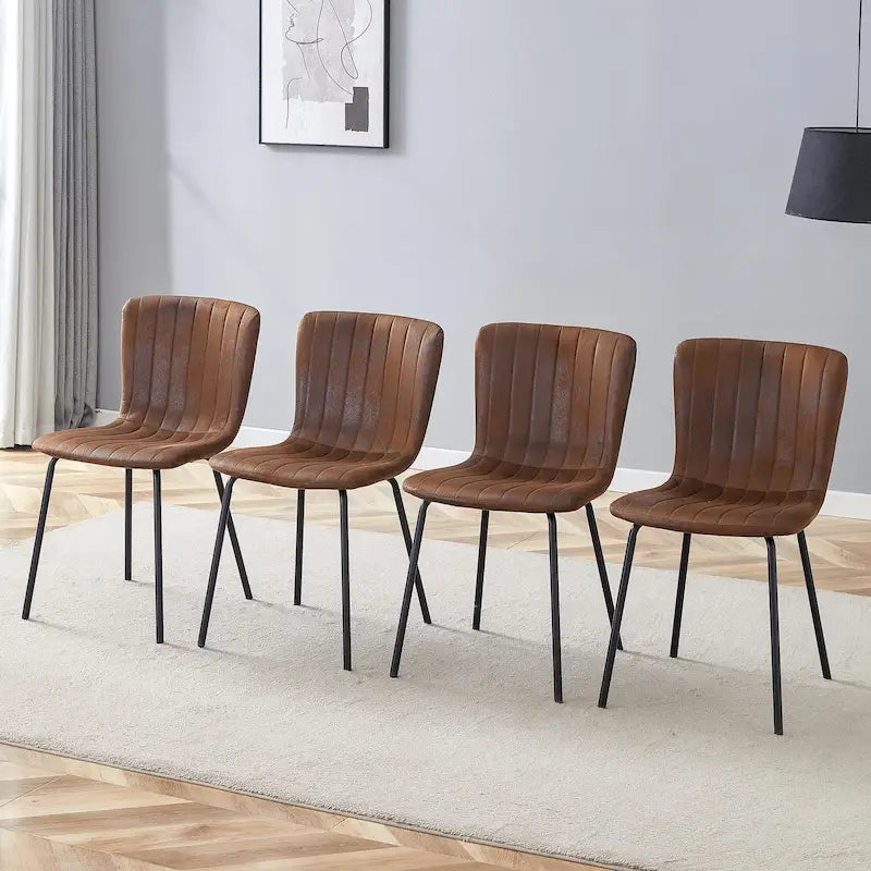 Set di 4 sedie da pranzo classiche, sedia laterale senza braccioli da cucina, sedia decorativa per interni con gambe in metallo per sala da pranzo