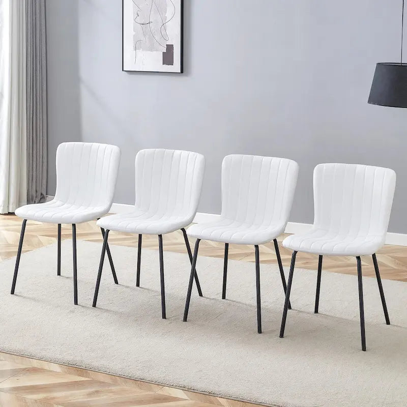 Set di 4 sedie da pranzo classiche, sedia laterale senza braccioli da cucina, sedia decorativa per interni con gambe in metallo per sala da pranzo