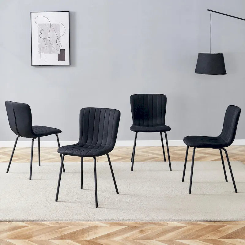 Set di 4 sedie da pranzo classiche, sedia laterale senza braccioli da cucina, sedia decorativa per interni con gambe in metallo per sala da pranzo