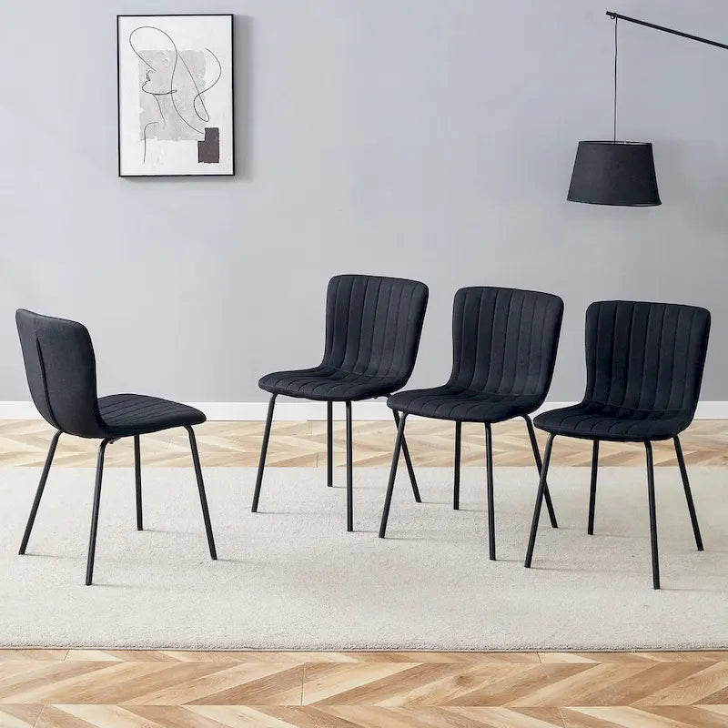 Set di 4 sedie da pranzo classiche, sedia laterale senza braccioli da cucina, sedia decorativa per interni con gambe in metallo per sala da pranzo