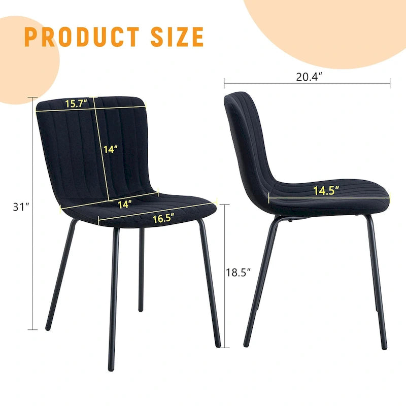 Set di 4 sedie da pranzo classiche, sedia laterale senza braccioli da cucina, sedia decorativa per interni con gambe in metallo per sala da pranzo