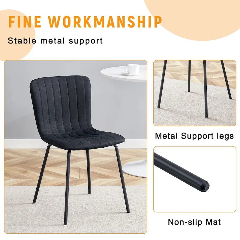 Set di 4 sedie da pranzo classiche, sedia laterale senza braccioli da cucina, sedia decorativa per interni con gambe in metallo per sala da pranzo