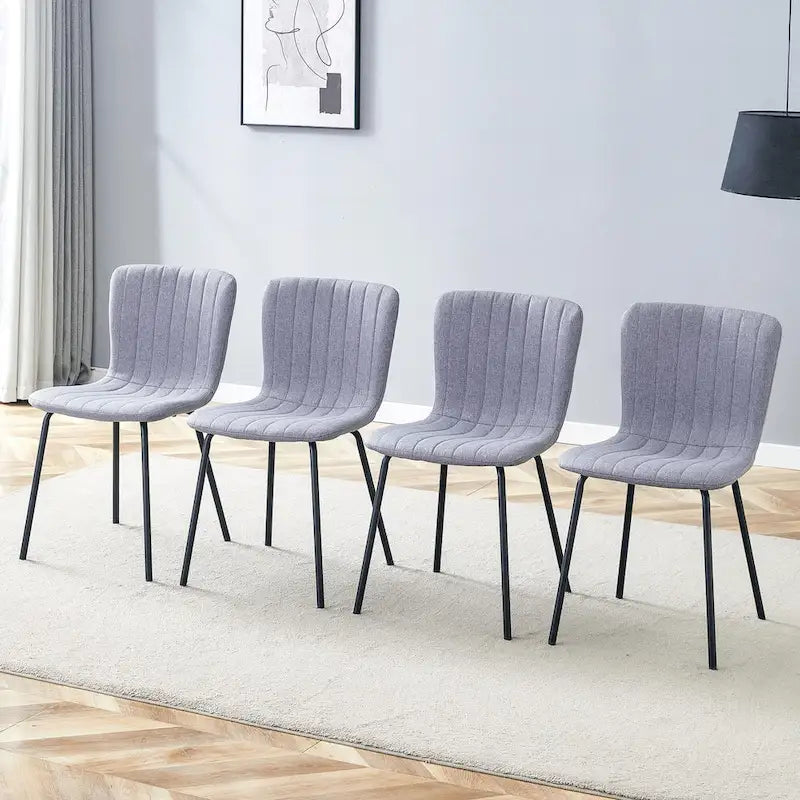 Set di 4 sedie da pranzo classiche, sedia laterale senza braccioli da cucina, sedia decorativa per interni con gambe in metallo per sala da pranzo