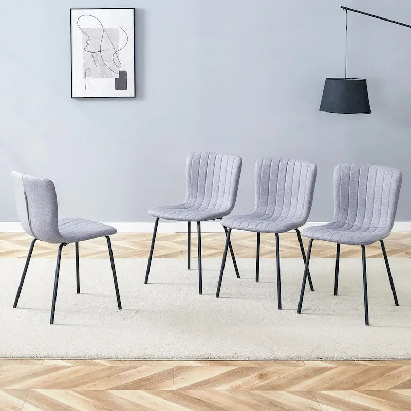 Set di 4 sedie da pranzo classiche, sedia laterale senza braccioli da cucina, sedia decorativa per interni con gambe in metallo per sala da pranzo