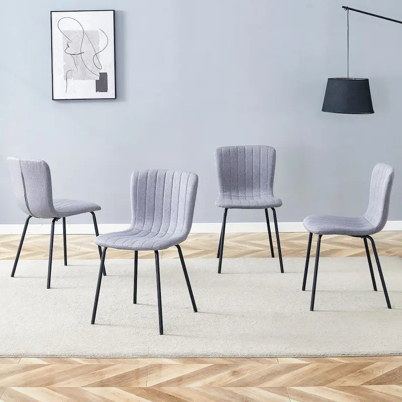 Set di 4 sedie da pranzo classiche, sedia laterale senza braccioli da cucina, sedia decorativa per interni con gambe in metallo per sala da pranzo