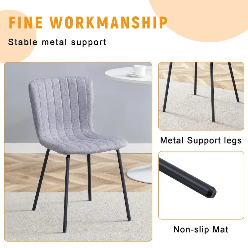 Set di 4 sedie da pranzo classiche, sedia laterale senza braccioli da cucina, sedia decorativa per interni con gambe in metallo per sala da pranzo