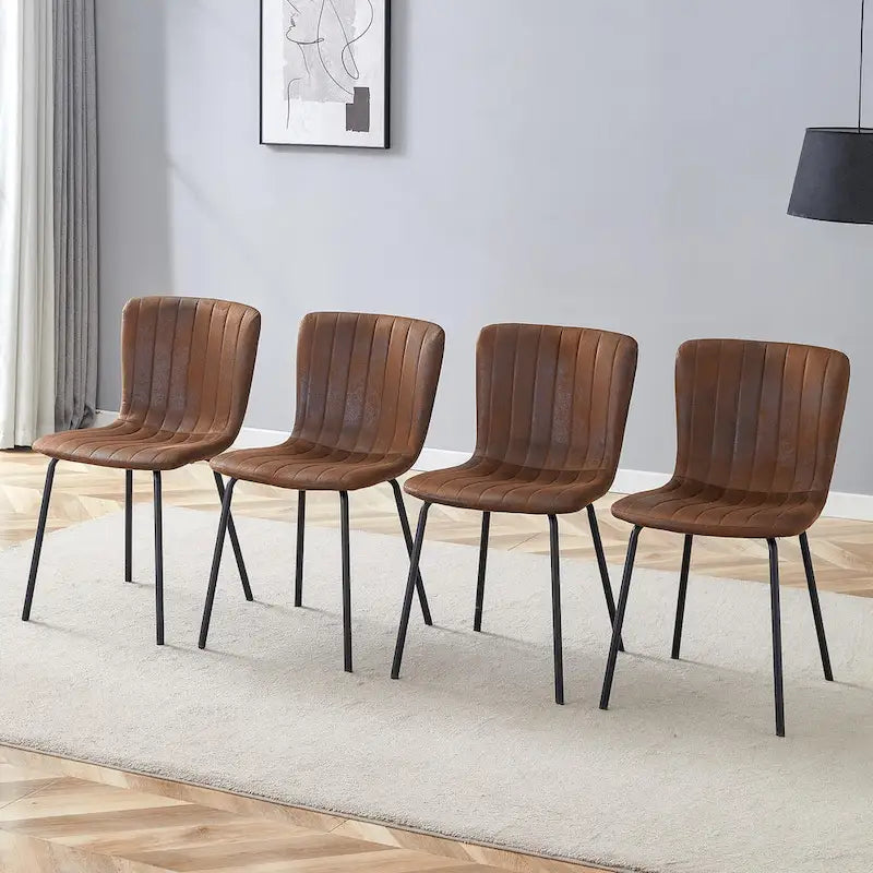 Set di 4 sedie da pranzo classiche, sedia laterale senza braccioli da cucina, sedia decorativa per interni con gambe in metallo per sala da pranzo