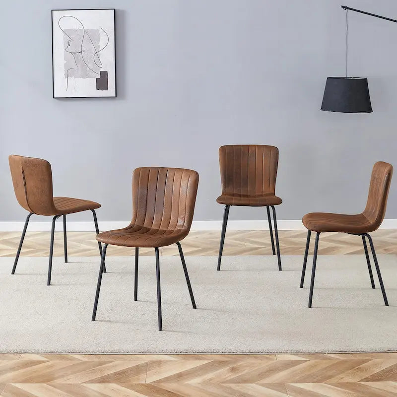 Set di 4 sedie da pranzo classiche, sedia laterale senza braccioli da cucina, sedia decorativa per interni con gambe in metallo per sala da pranzo