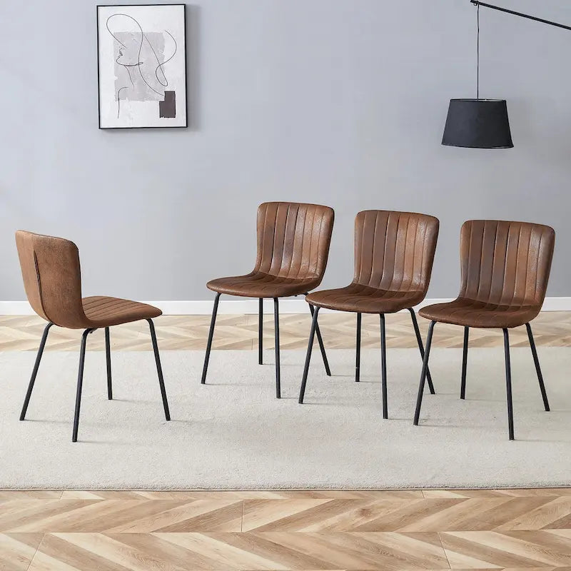 Set di 4 sedie da pranzo classiche, sedia laterale senza braccioli da cucina, sedia decorativa per interni con gambe in metallo per sala da pranzo