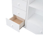 Letto a soppalco singolo con scrivania a L, cassetti, armadietto, scaletta con contenitori