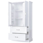 Mobile Alto da Bagno con Due Ante e Cassetti Ripiano Regolabile in MDF