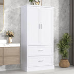 Mobile Alto da Bagno con Due Ante e Cassetti Ripiano Regolabile in MDF