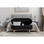 Panca contenitore pouf con gambe in legno, panca ovale da fondo letto interna con piedini regolabili per soggiorno