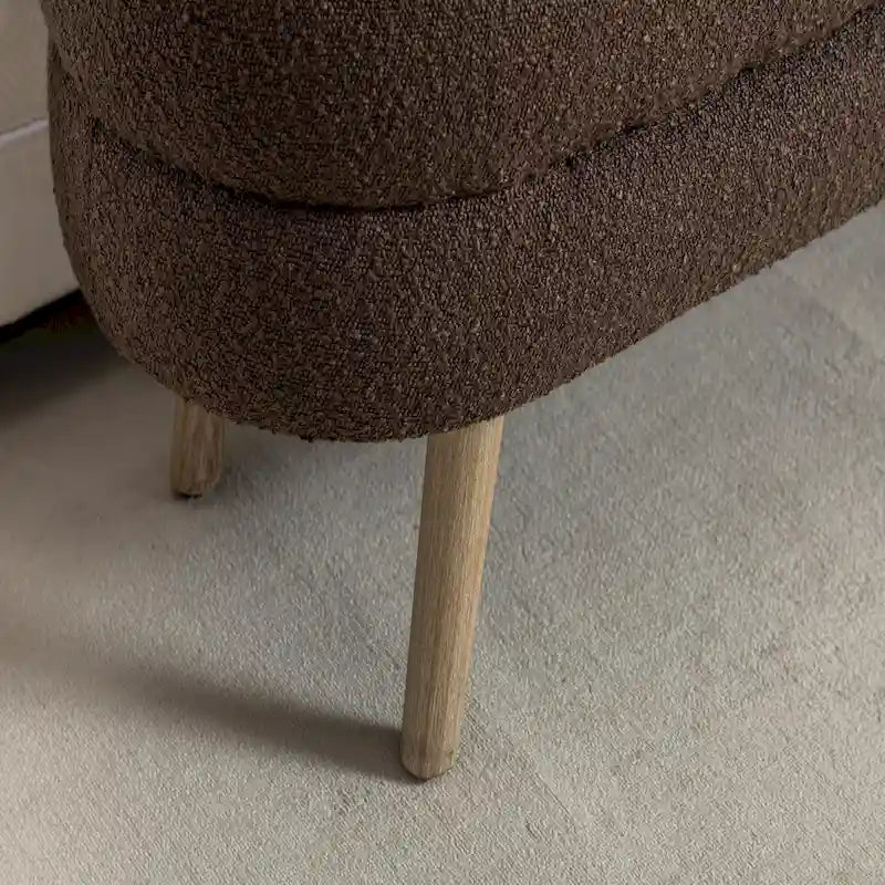 Panca contenitore pouf con gambe in legno, panca ovale da fondo letto interna con piedini regolabili per soggiorno